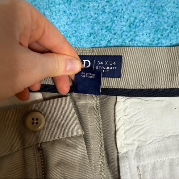 IZOD American Chino Pants Tan 34x34 Flat Front Straight Fit Wrinkle Free NWT - Picture 12 of 16